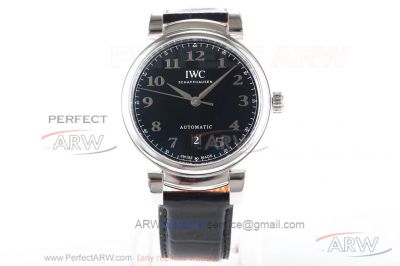 MKS Best Replica IWC Da Vinci Automatic 40 MM Black Dial Black Leather Strap Watch